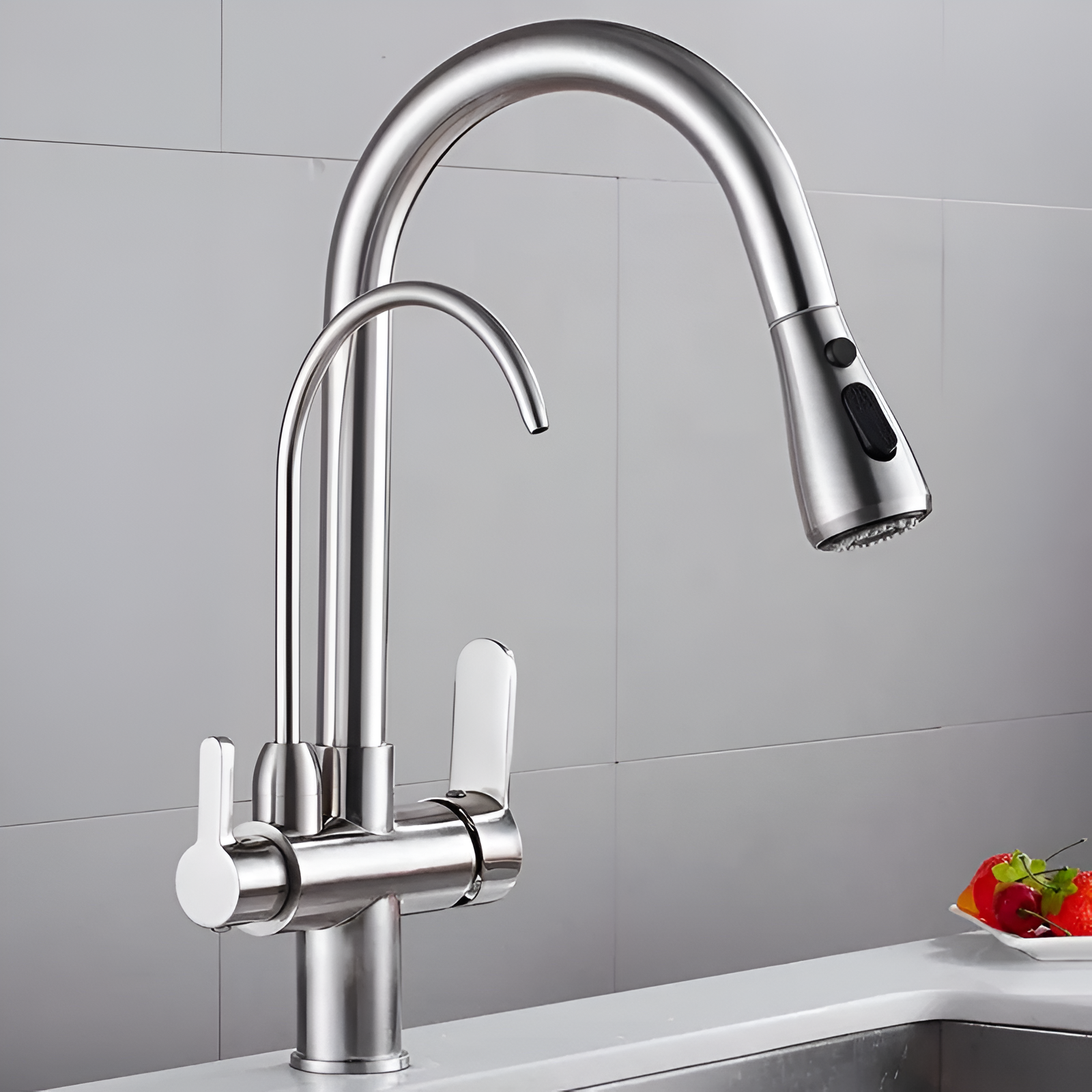 3-ways modern kitchen faucet with filtered water dispenser