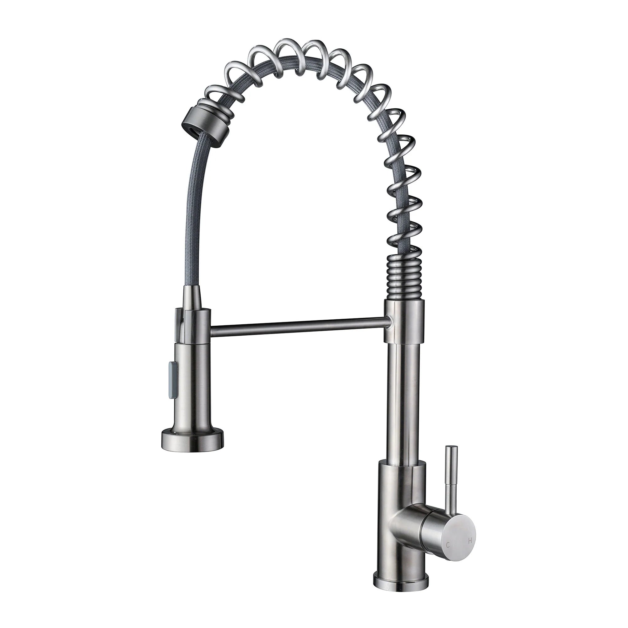 Brushed nickel professional kitchen faucet