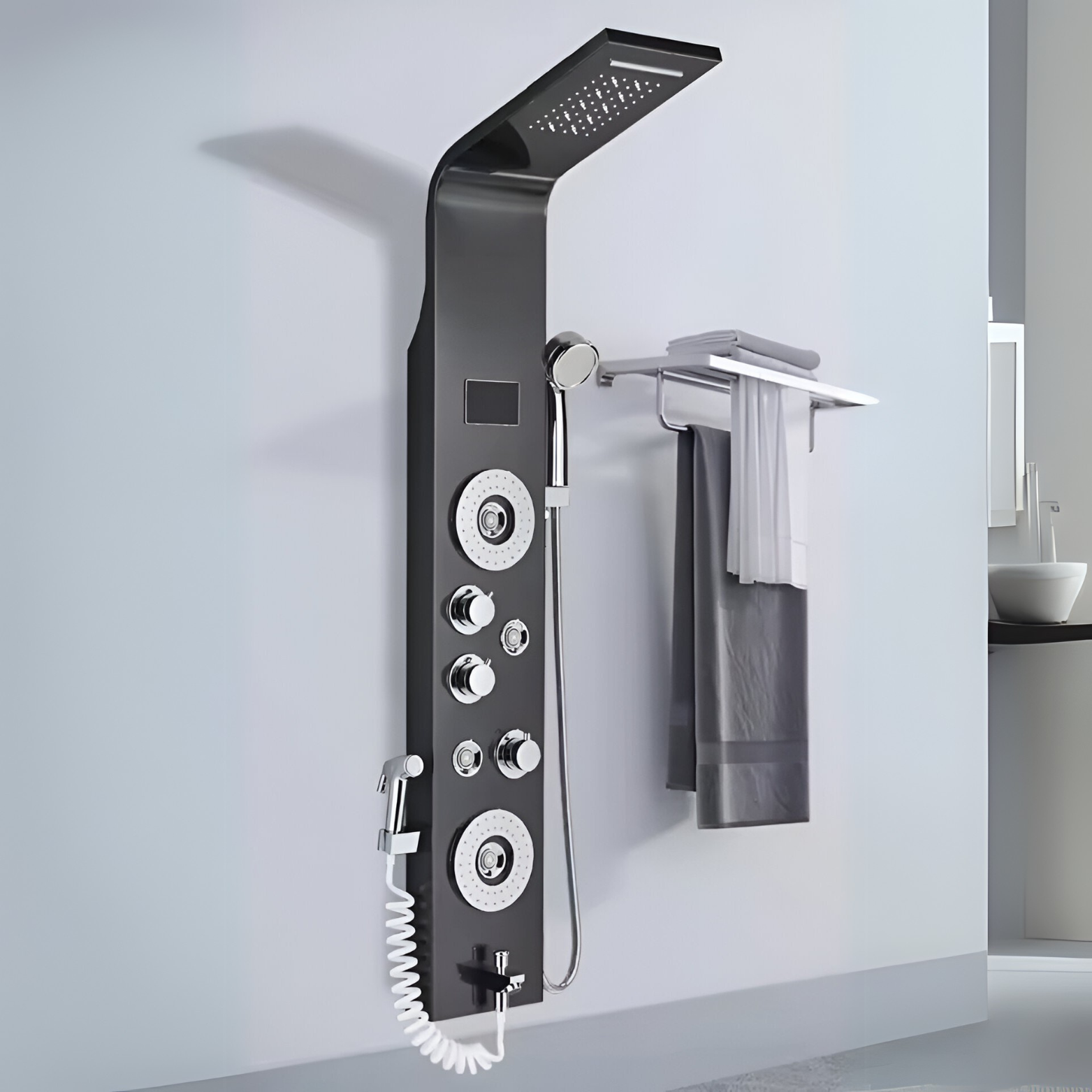 Black digital shower set column