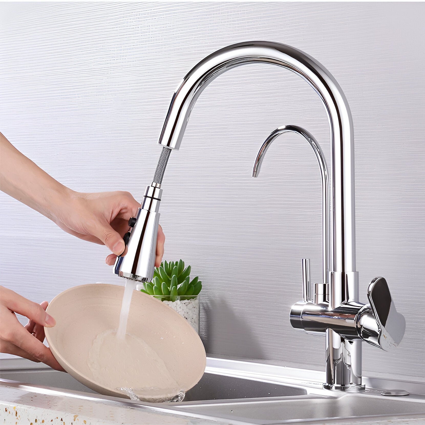 Pull-out faucet with a filter tap