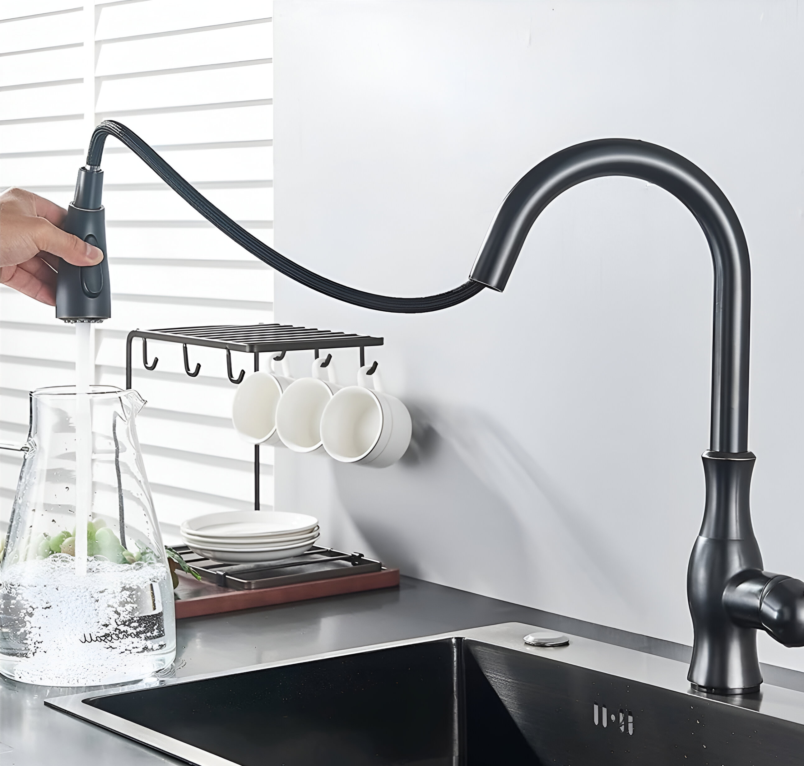 Hornavan pullout faucet black filling