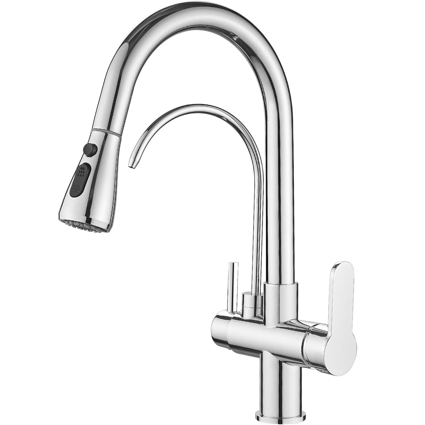 Chrome 3-ways faucet with filter tap