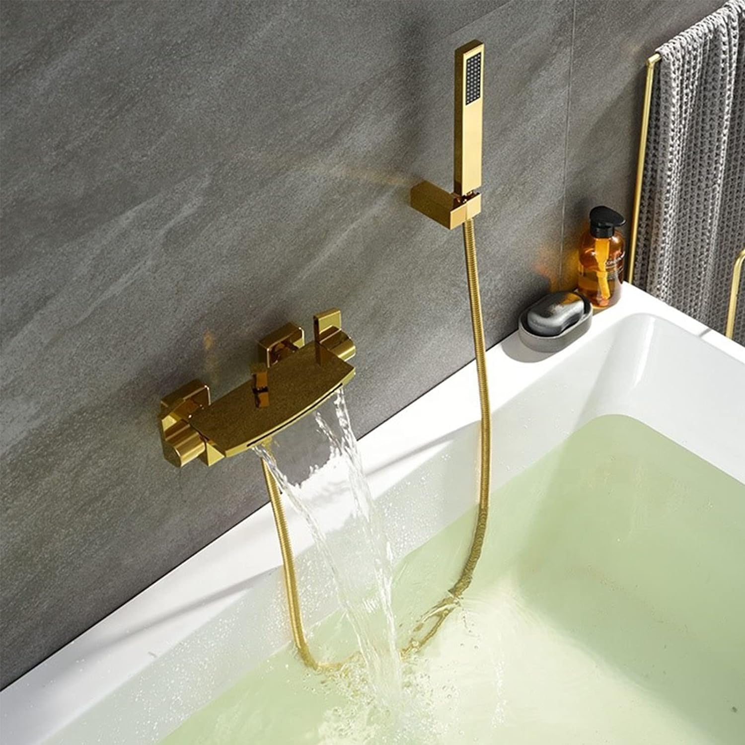 Golden color modern shower bathtub set