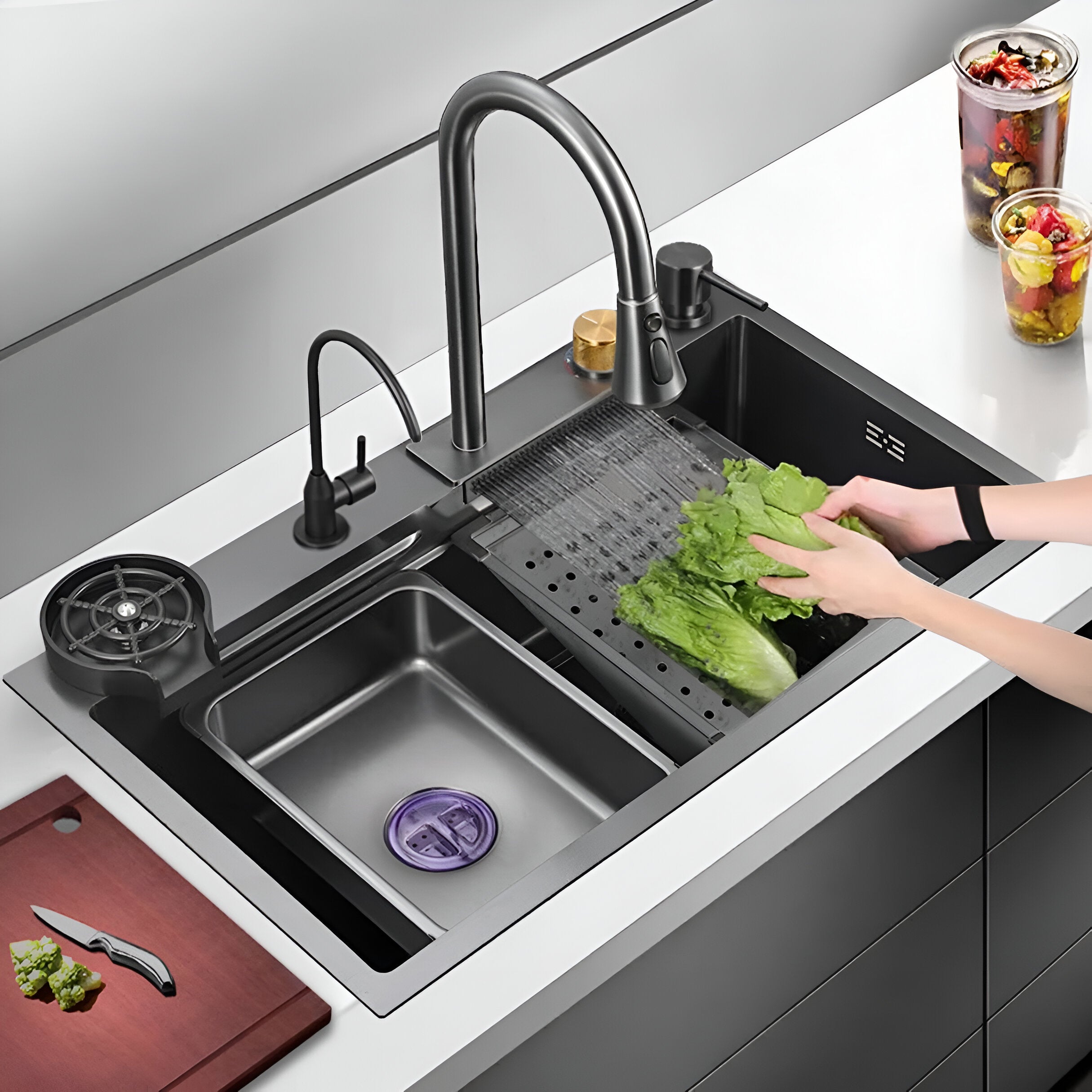 Black modern kitchen sink