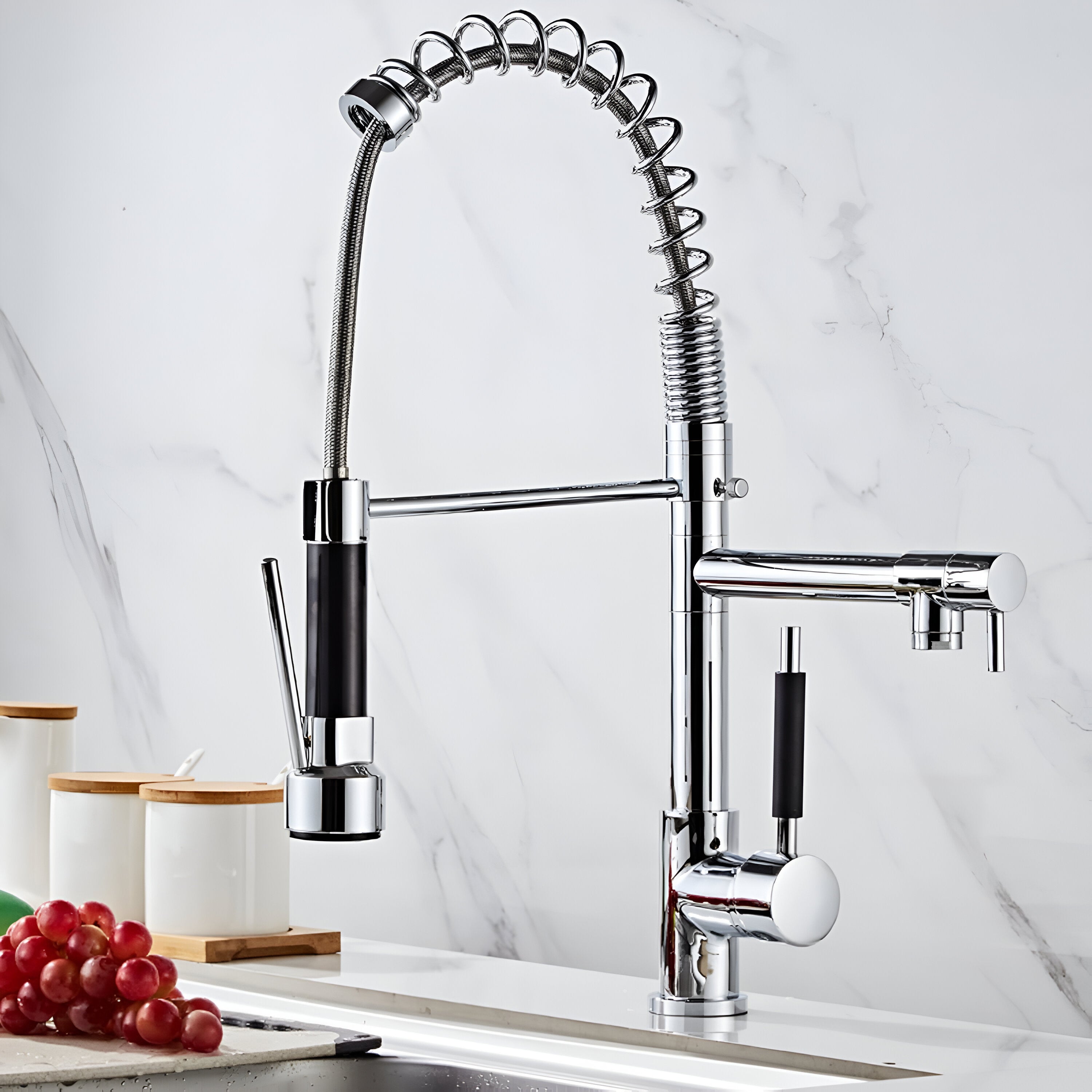 Chrome Kitchen Faucet with Pull-Down Design