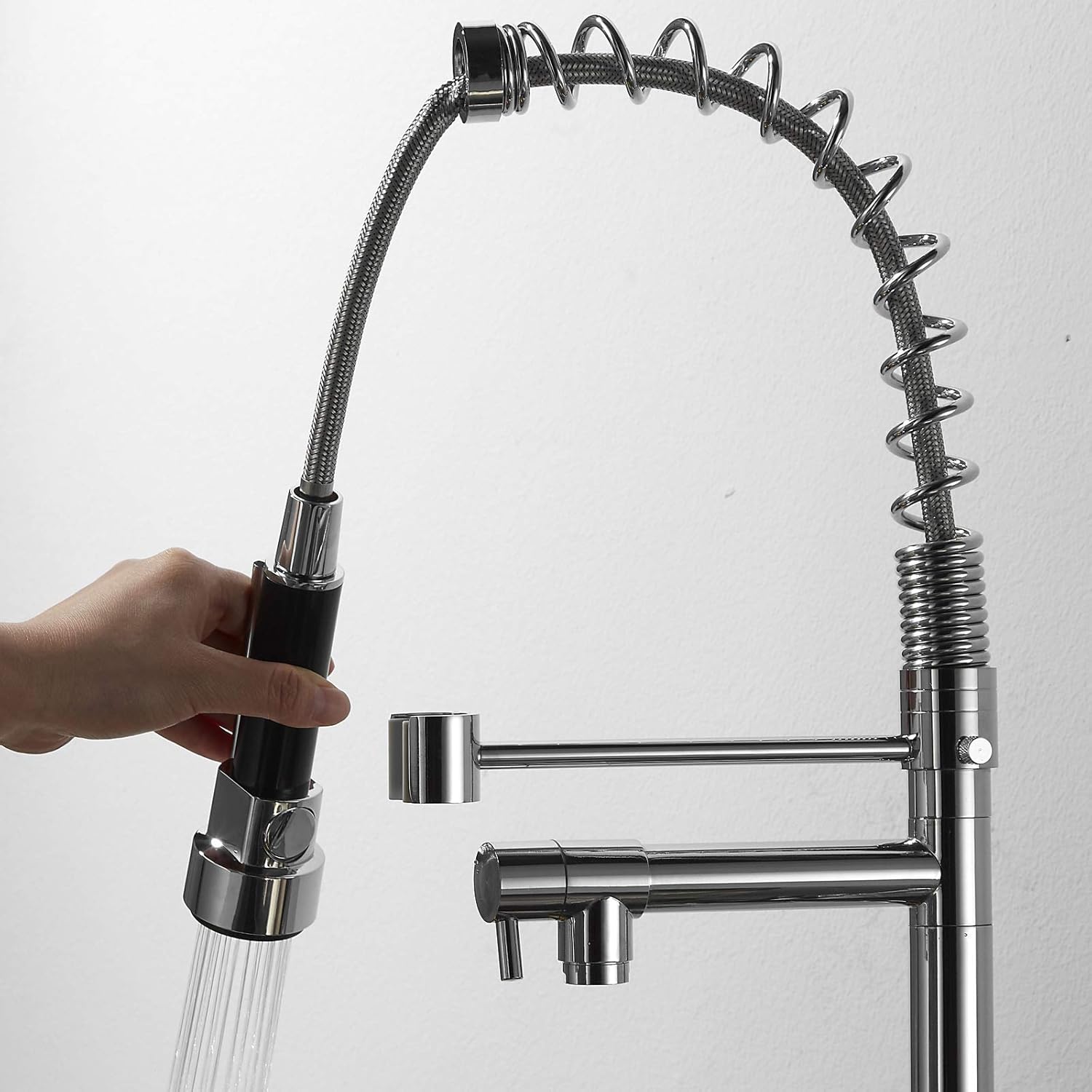 Chrome Pull-Down High Arc Spray Tap Single Lever