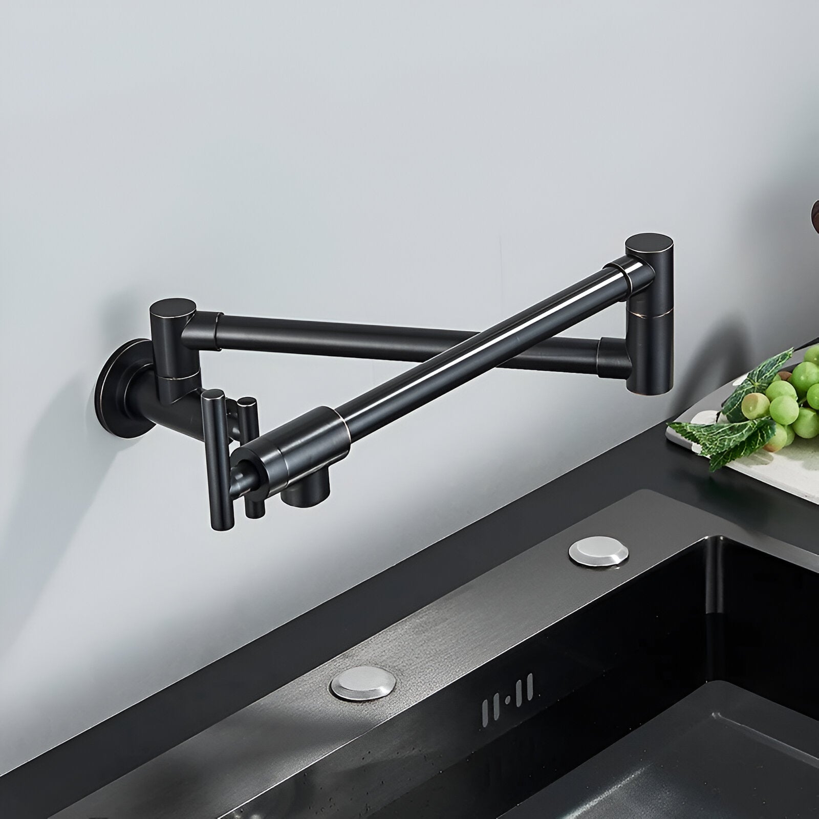 Jorstad black wall-mounted kitchen foldable faucet