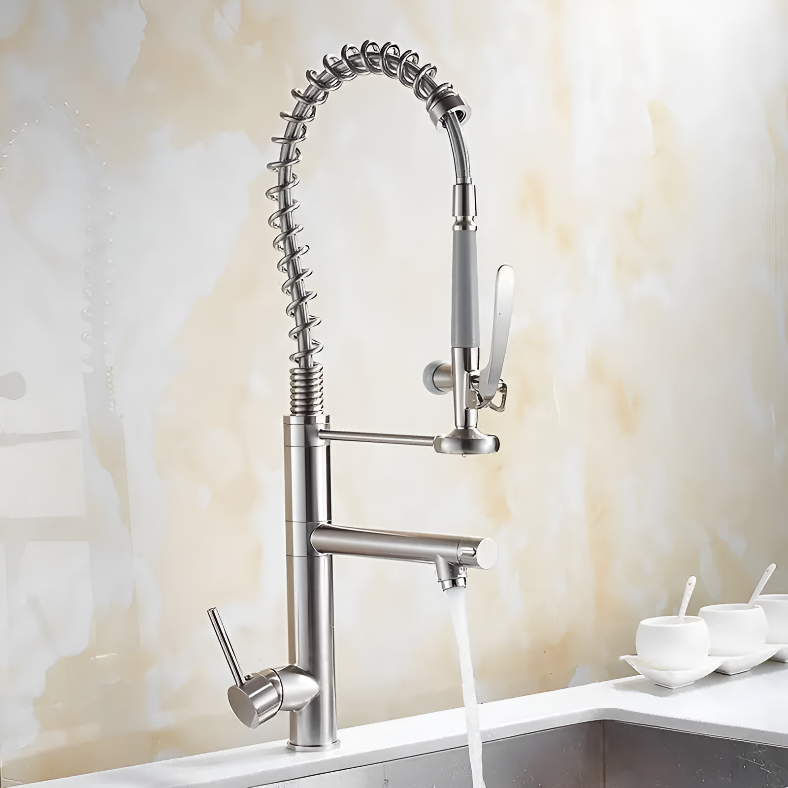 Brushed nickel professional industrial faucet