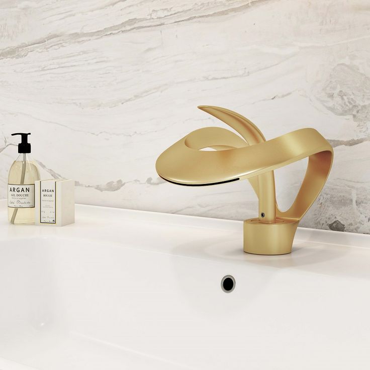 Golden luxury bathroom waterfall faucet