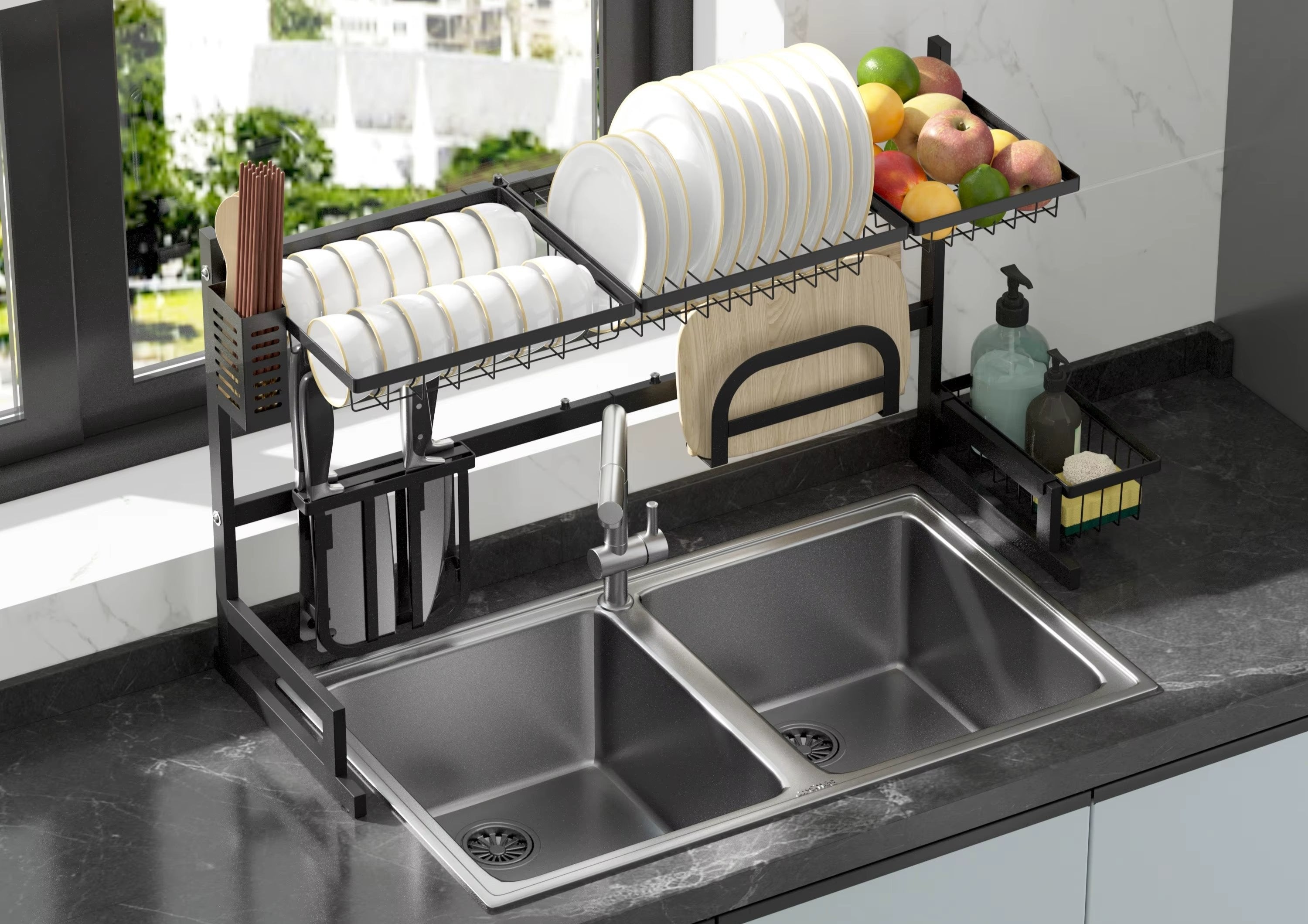 Over-Sink Extendable Kitchen Dish Rack