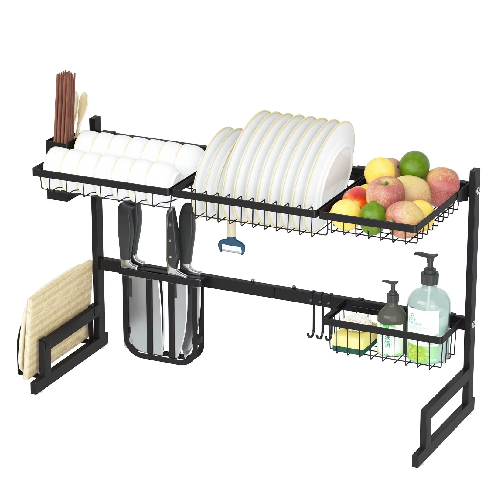 Over-Sink Black Extendable Kitchen Dish Rack