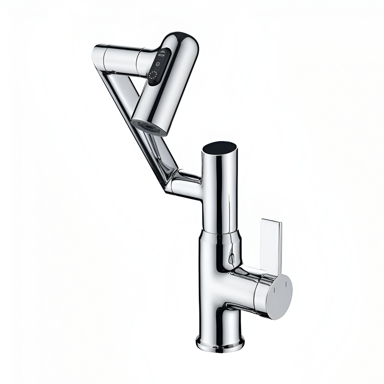 Chrome modern faucet with a temperature screen