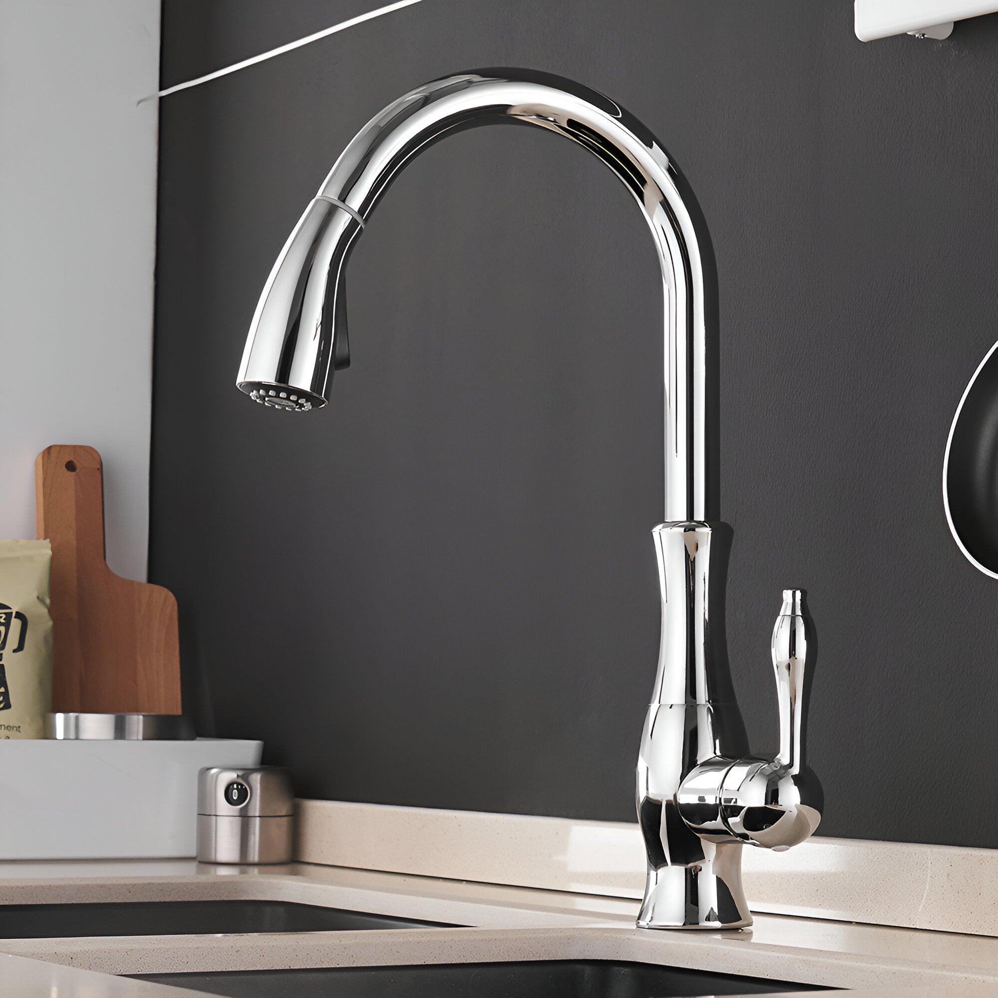 chrome color kitchen faucet