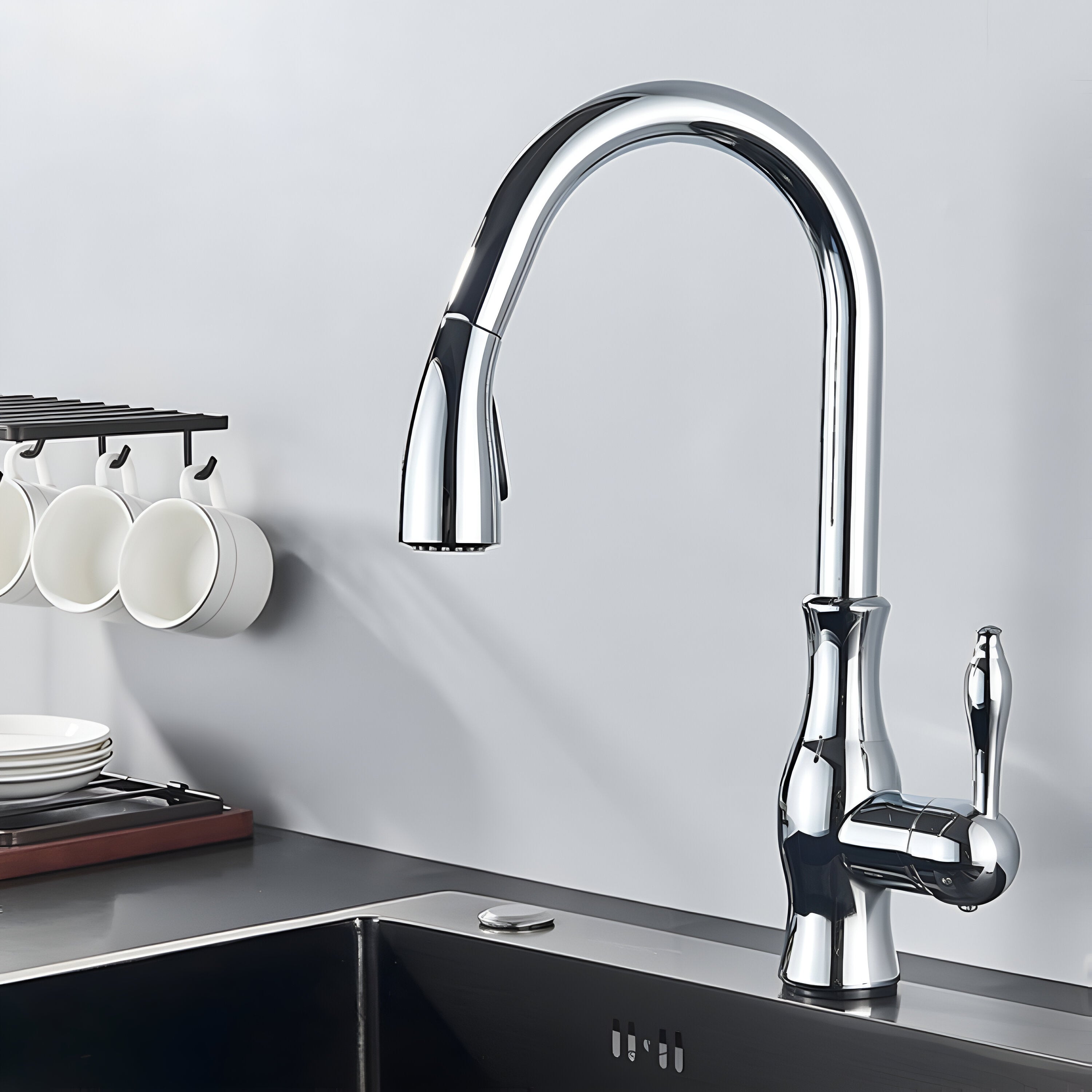 chrome silver color kitchen faucet