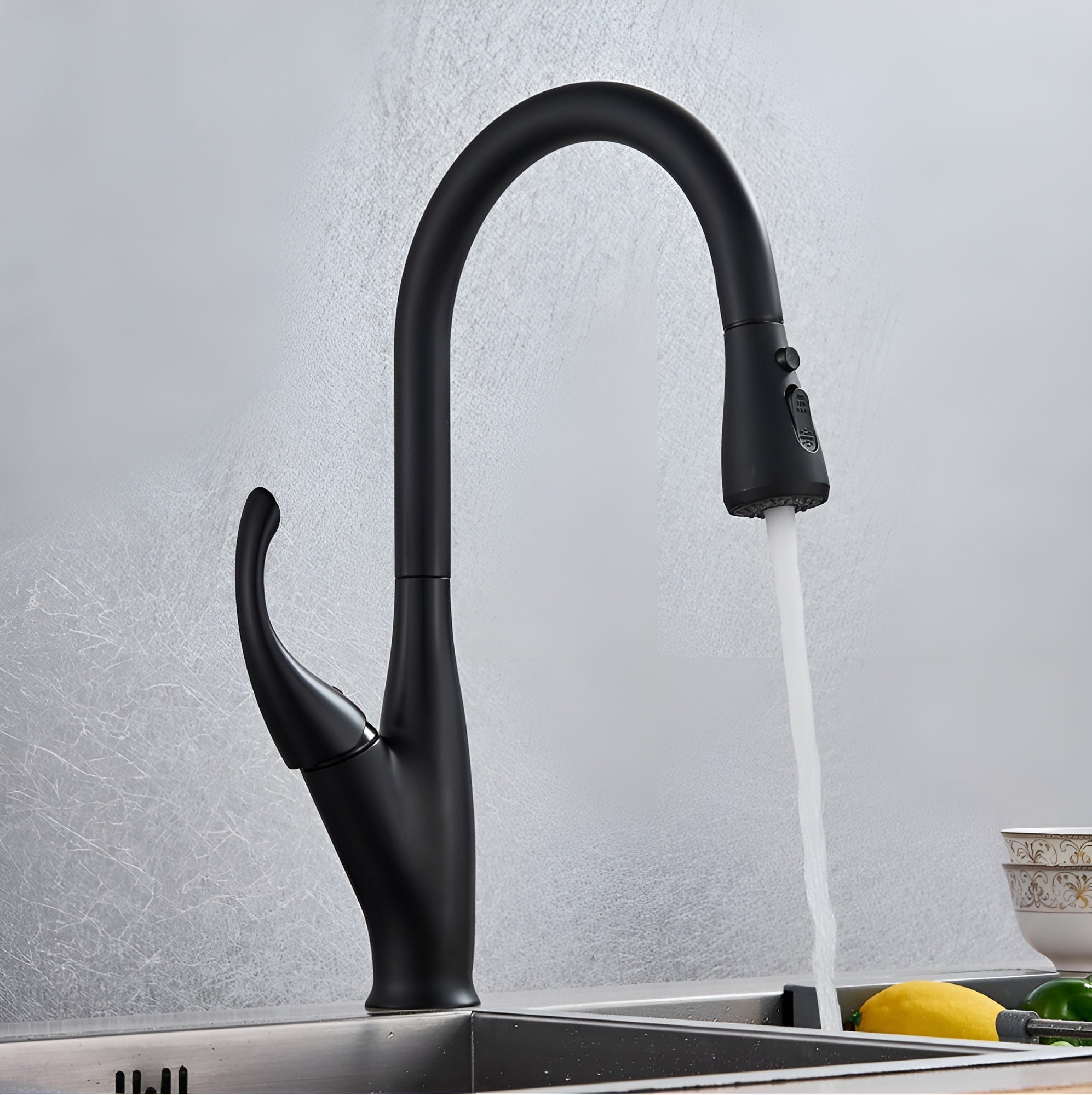 halden_black kitchen faucet single stream mode