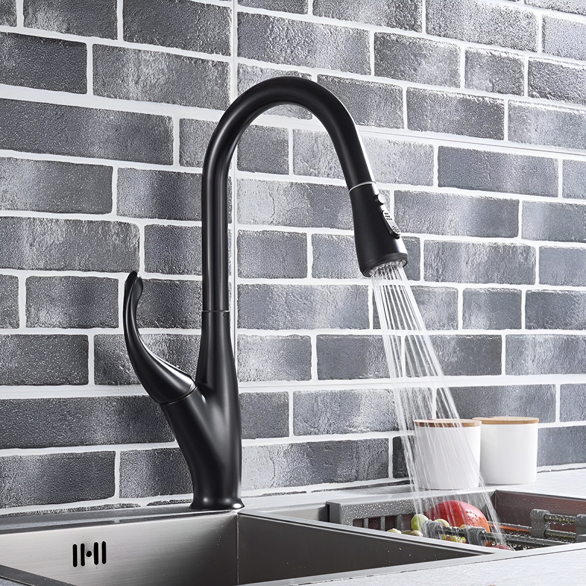 halden black kitchen faucet spray mode