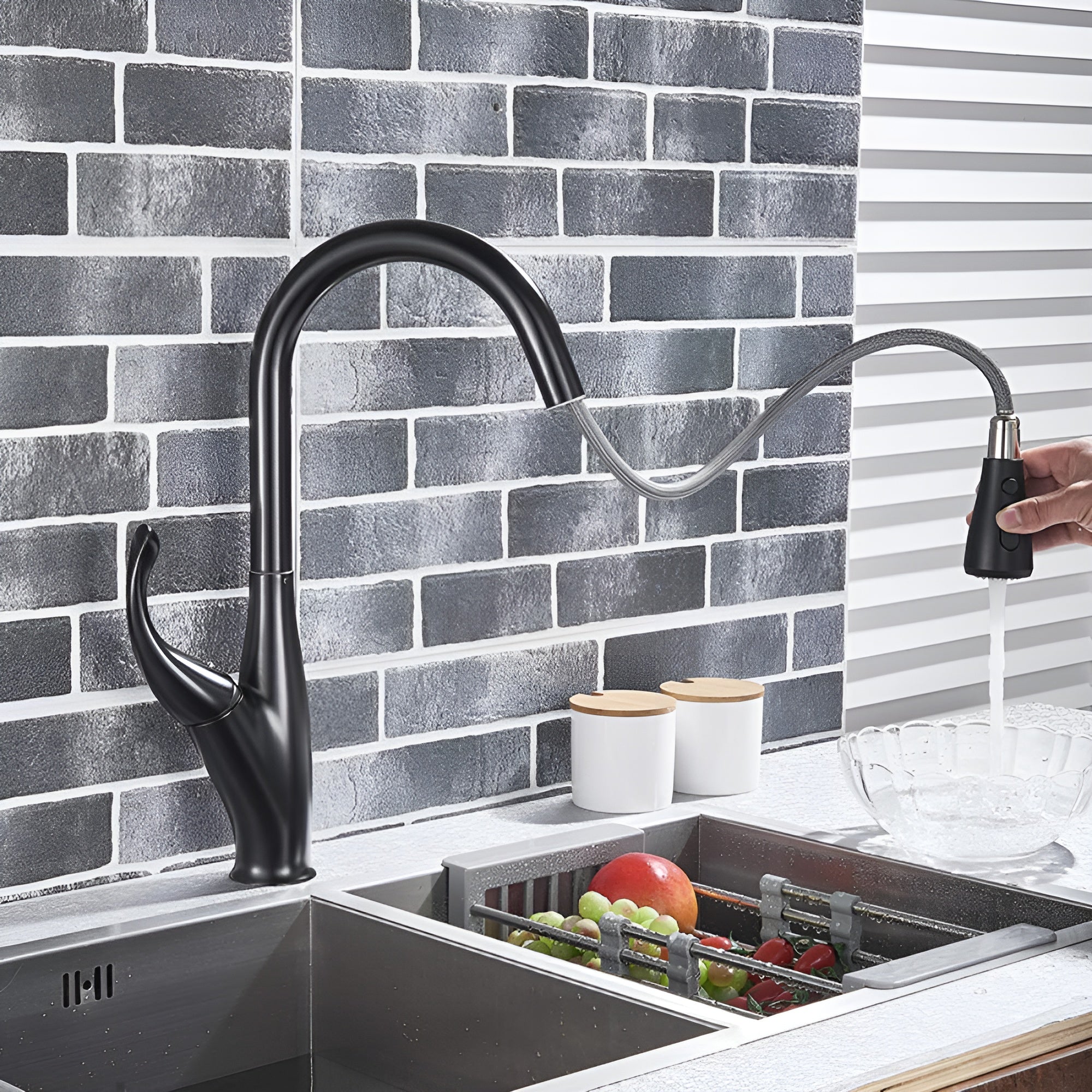 halden black pull out spout kitchen faucet