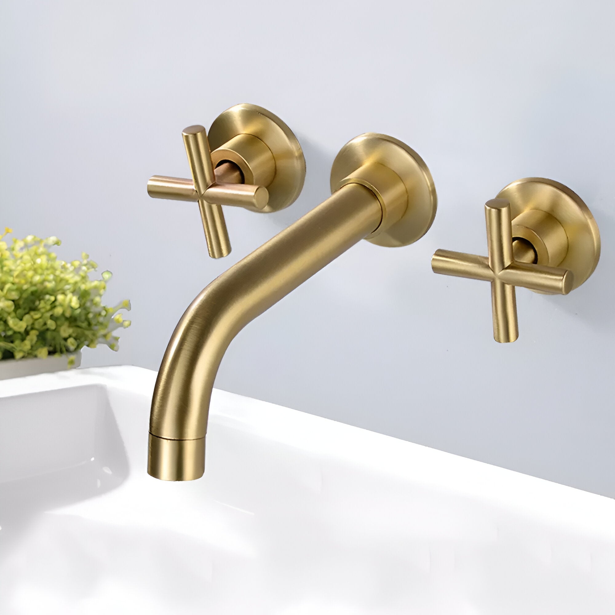 lovasen wall mounted bathroom faucet elegant gold