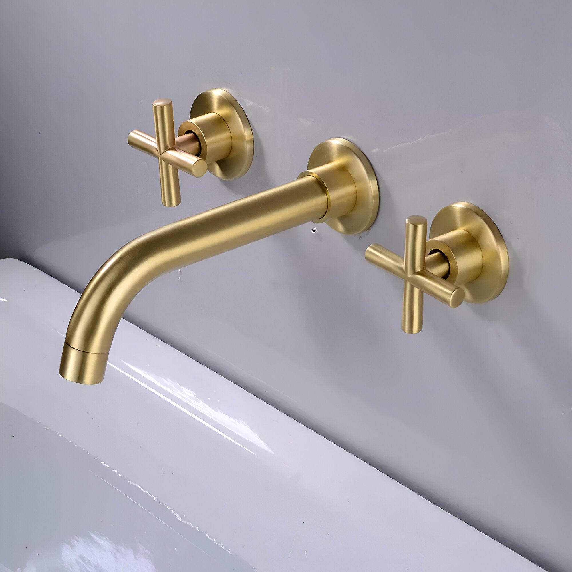 lovasen wall mounted bathroom faucet gold