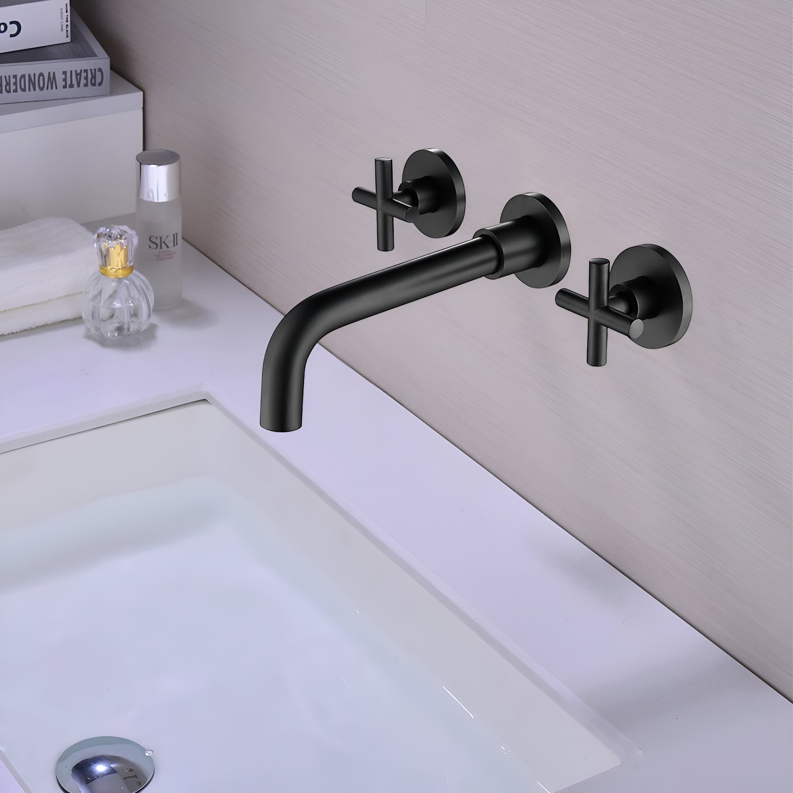 lovasen wall mounted bathroom faucet matte black