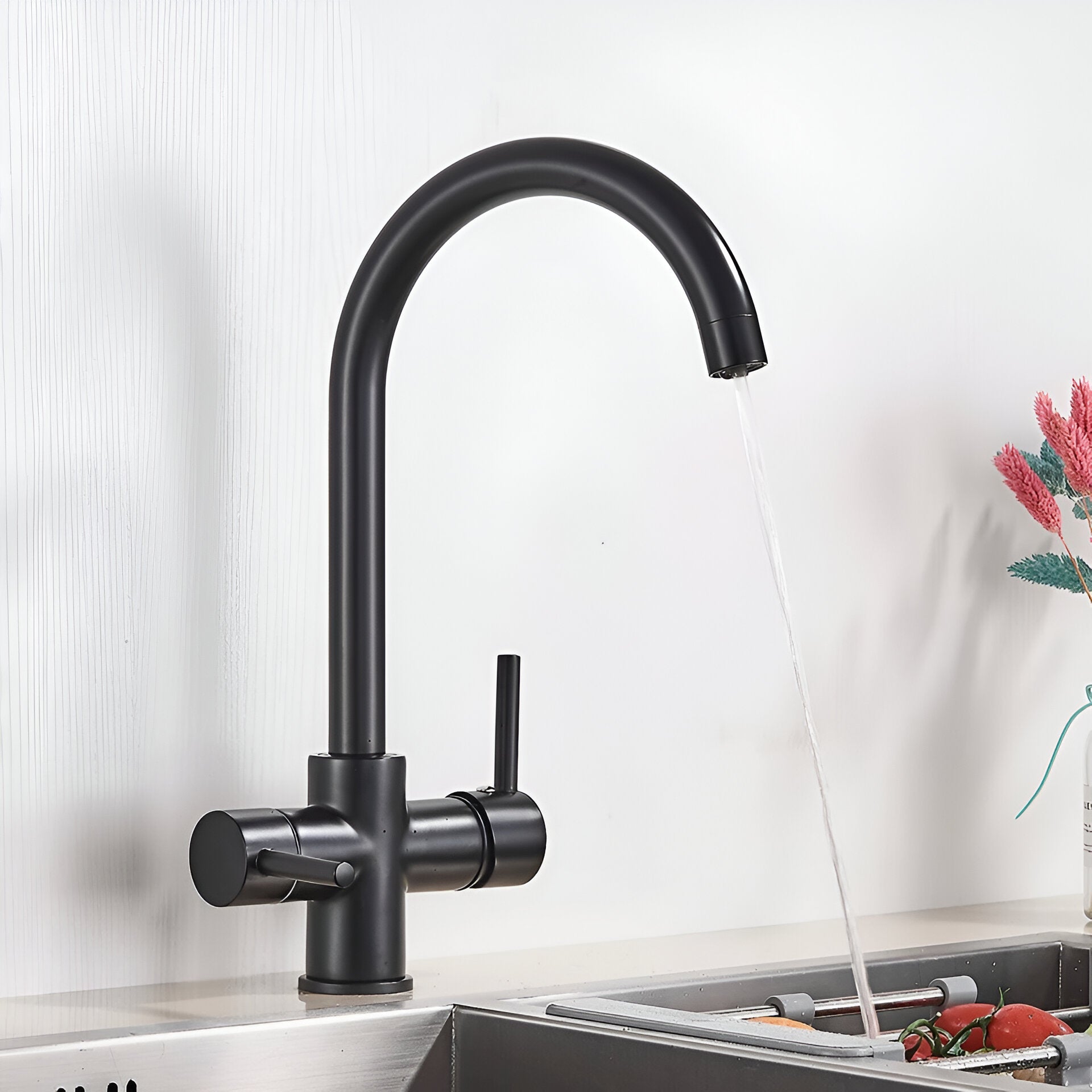 Black color kitchen faucet with drinking water dispenser