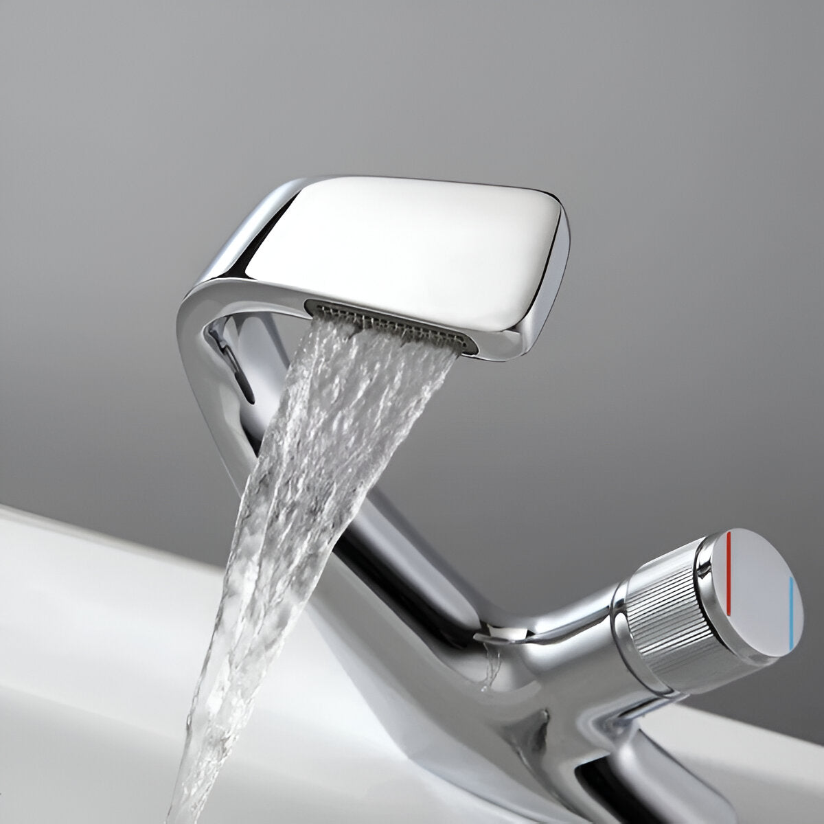 Close up of a beautiful stylish bathroom faucet