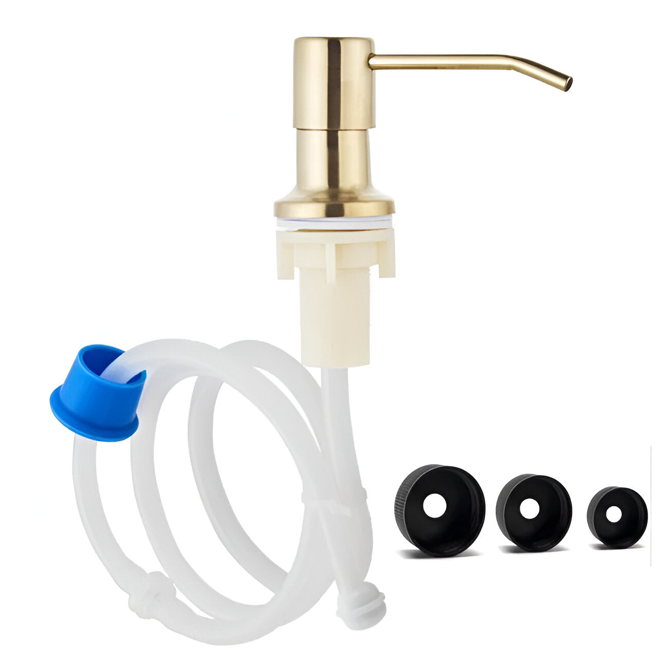 Golden soap dispenser with a hose